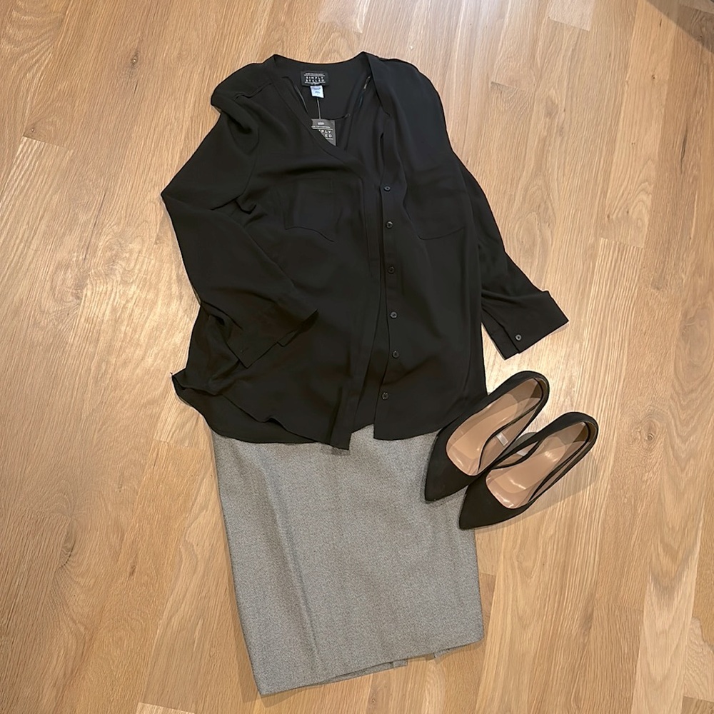 Black sheer button down blouse